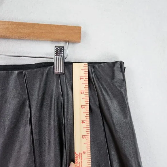 Lane Bryant Skirt Womens 22 Black Faux Leather A Line Plus Size Flare Cocktail - Picture 5 of 10